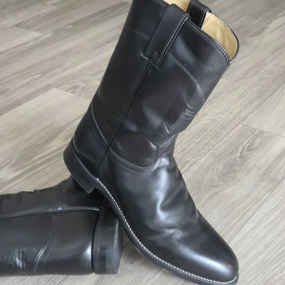 Justin Boots Men’s US 10.5 D Black Patent Leather Western Cowboy Boots
